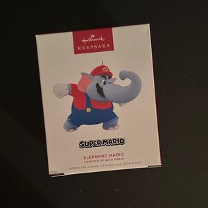 NEW - Hallmark Keepsake Elephant Mario Ornament - Red and Blue